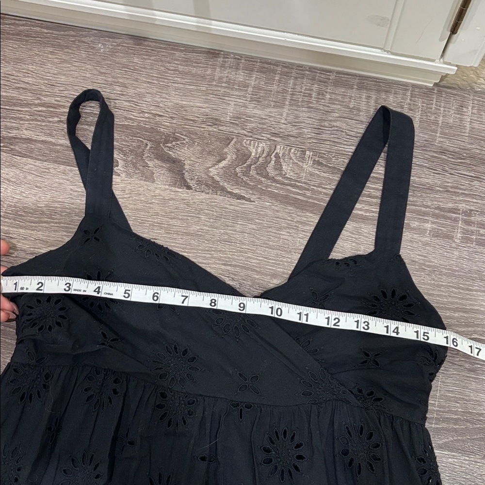 Zara Black Openwork Eyelet Embroidery Dress Size Medium - Picture 7 of 15